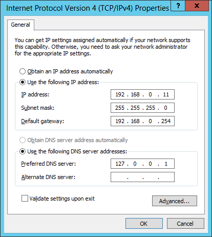 Windows Server 2012 TCP IPv4 Network Adapter