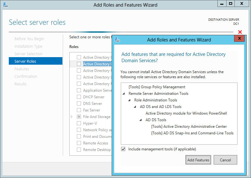 Windows Server 2012 - Добавление роли Active Directory
